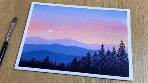 Sunset Forest Acrylic Painting For Beginners Easy Simple Acrylic