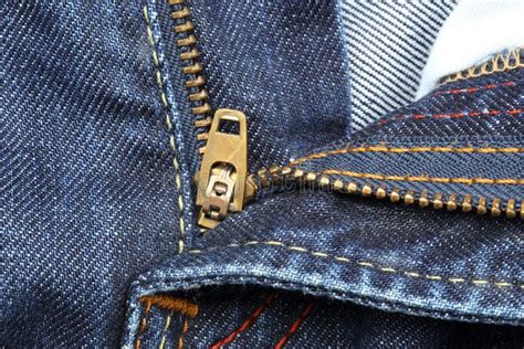 Close Up Of Jeans Zipper Stock Photo Image Of Pattern 43439848
