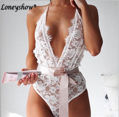 Cut Out Lace Bodysuits Solid Body Top Romper 2018 Women Jumpsuits V Neck Sexy Overall Feminino