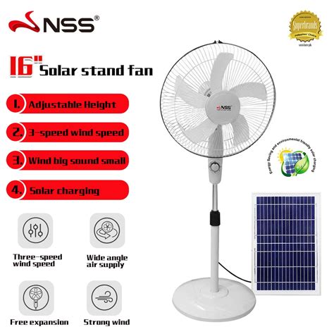 【factory Outlet】 Nss Solar Electric Fan Rechargeable Fan 16 Solar Fan With Solar Panel Acdc Dual