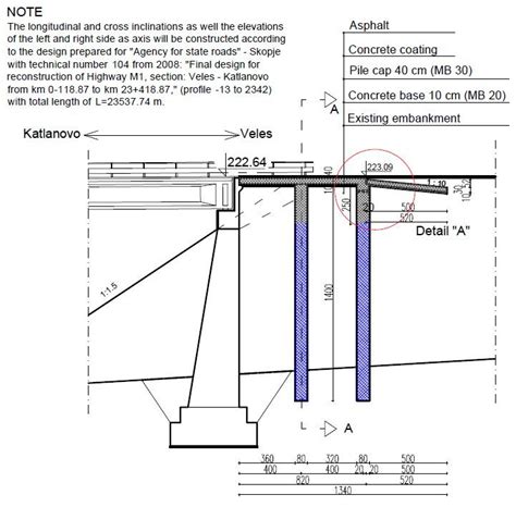 Longitudinal Section Of Abutment S 2 With Piles And Pile Cap Rs1