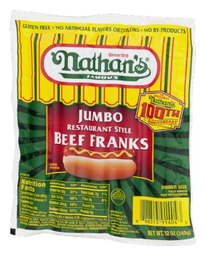 Nathan S Famous Jumbo Restaurant Style Beef Franks Ct Oz Frys Food Stores
