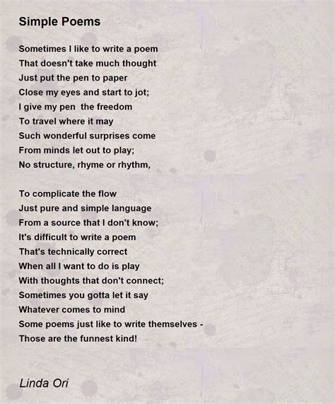 Simple Poems Poem By Linda Ori Poem Hunter