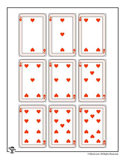 Printable Playing Cards Hearts Woo Jr Kids Activities