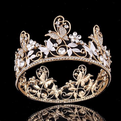 pageant queen crystal butterfly flowers leaves tiaras headpiece rhinestone crown crown