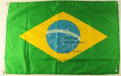 Royce Gracie Signed Full Size 3 X 2 Brazil Flag Inscribed Ufc Hof