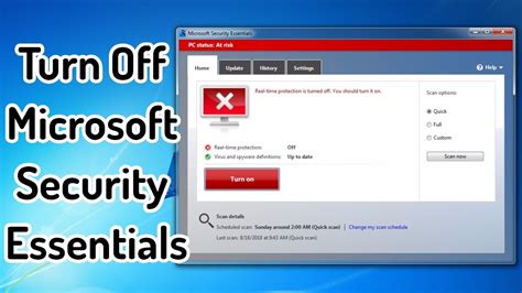 How To Turn Off Microsoft Security Essentials Antivirus In Windows 7