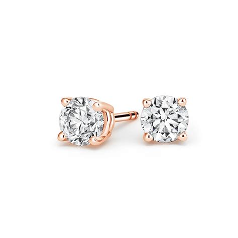 Round Diamond Stud Earrings 1 2 Ct Tw In 14K Rose Gold