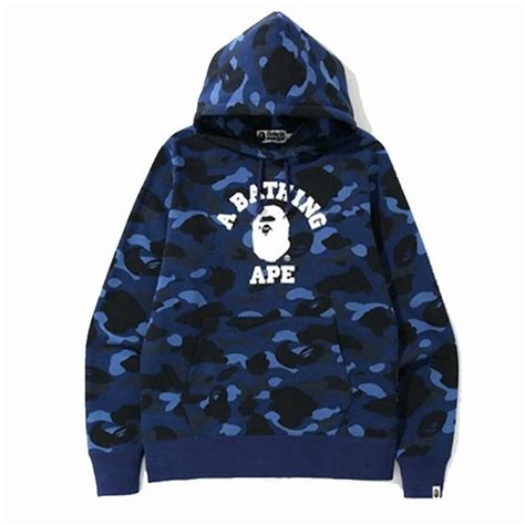 A Bathing Ape Color Camo College Pullover Hoodie In Navyblue Blue