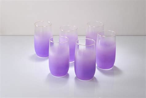 Purple Frosted Vintage Drinking Glass Set Of Six
