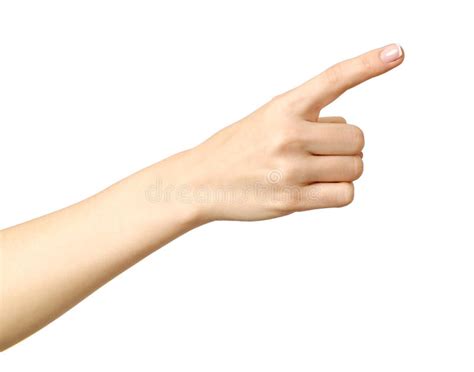 Woman S Hand Pointing Isolated Stock Photo Image Of Button Indicating