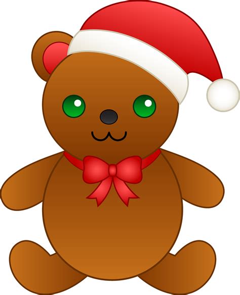 Christmas Teddy Bear With Santa Hat Free Clip Art