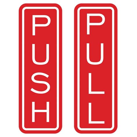 All Quality Classic Vertical Push Pull Door Sign Red Medium