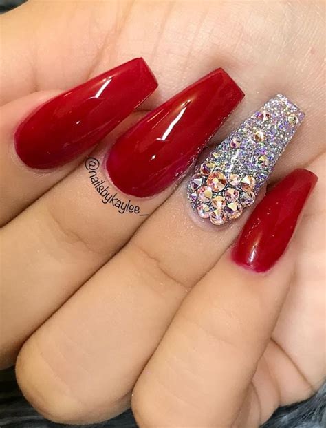 40 Classic Red Nail Designs Youll Fall In Love With Red And Silver Nails Silver Nails Red