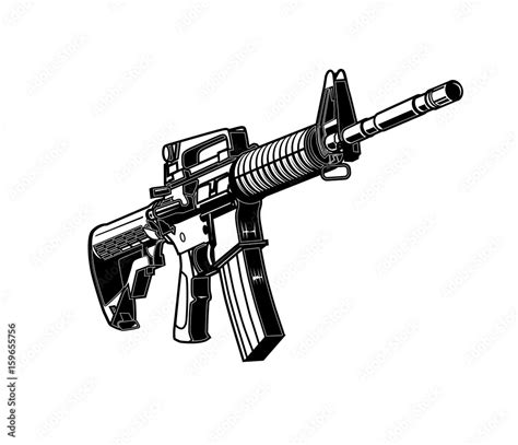 Vecteur Stock Ar Rifle Assault Rifle M Armalite Machine Gun