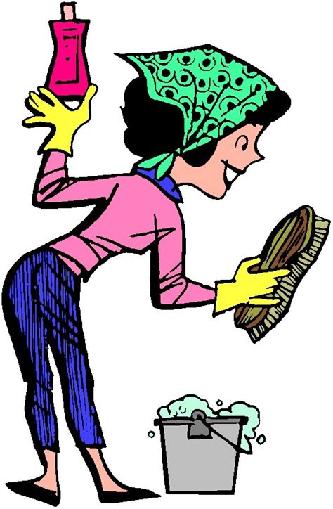 Cartoon Woman Cleaning The House Clip Art Library