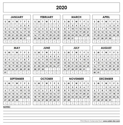 Fill In Calendar 2020 Printable Template Calendar Design