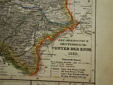 Austria Old Map 1850 Original Antique Print Of Austria Below Etsy