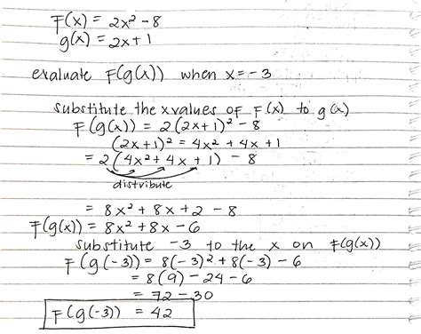 Solved If Fx 2x2 − 8 And Gx 2x 1 Evaluate Fgx When X 3 Course Hero