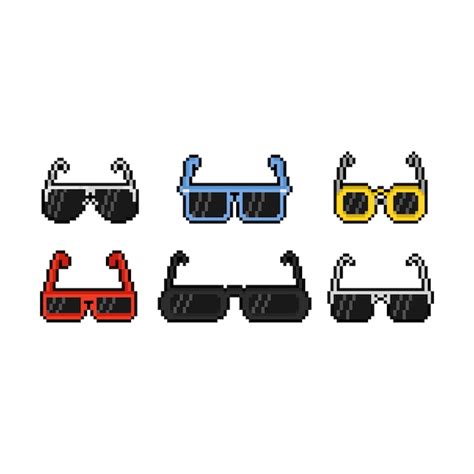 pixel art cartoon gafas de sol conjunto de iconos de diseño vector premium