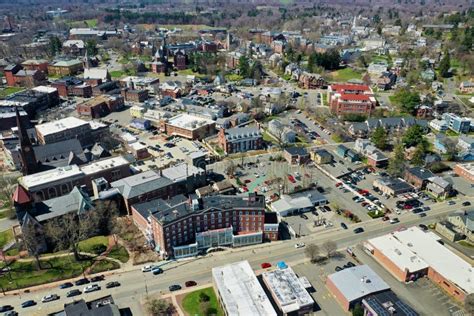 Aerial Of Northampton Massachusetts United States On A Fine Day Stock