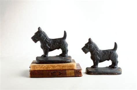 Vintage Scottish Terrier Bookends Cast Iron By Firelake Scotties Dog