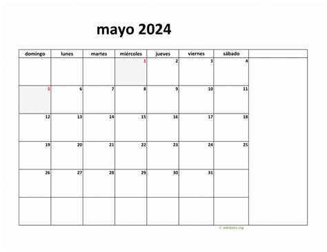 Calendario Mayo 2024 De México