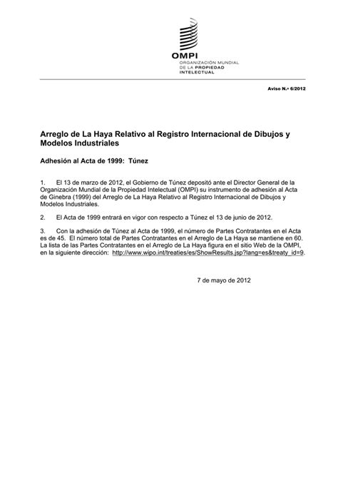 Arreglo De La Haya Relativo Al Registro Internacional De Dibujos