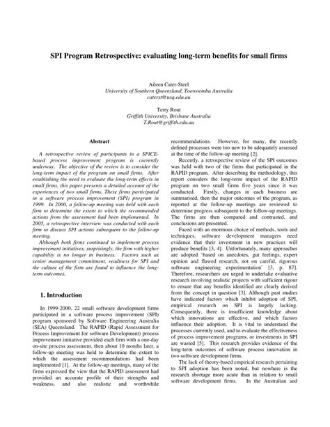 Pdf Spi Assessment Retrospective Evaluating Long Term Benefits For