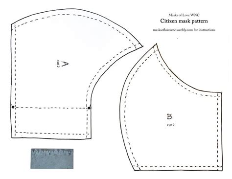 Free downloadable & printable face mask pattern in various options. Citizen Mask Pattern - Masks of Love WNC in 2020 | Leather patterns templates, Mask template ...