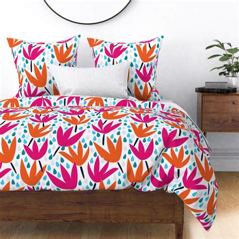Bold Graphic Floral Duvet Cover April Showers By Daniteal Etsy
