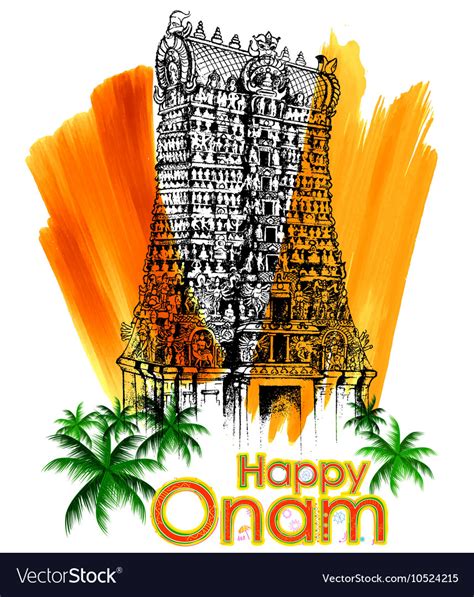 Meenakshi Temple In Onam Celebration Background Vector Image