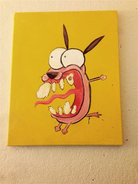 Courage The Cowardly Dog Painting Dog Canvas Painting Cute Canvas