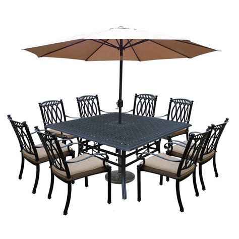 Darby Home Co Otsego 9 Piece Aluminum Patio Dining Set With Cushions