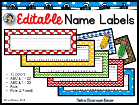 Name Labels Editable Teaching Resources