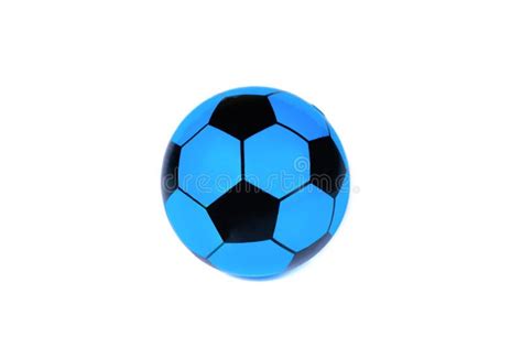 Blue Football Or Soccer Ball On White Background Or Isolated Stock