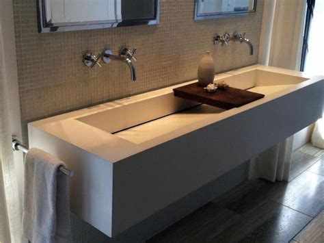There Is A Rectangular Trough In The Bathroom Bathroom Sink Design Unique Bathroom Sinks