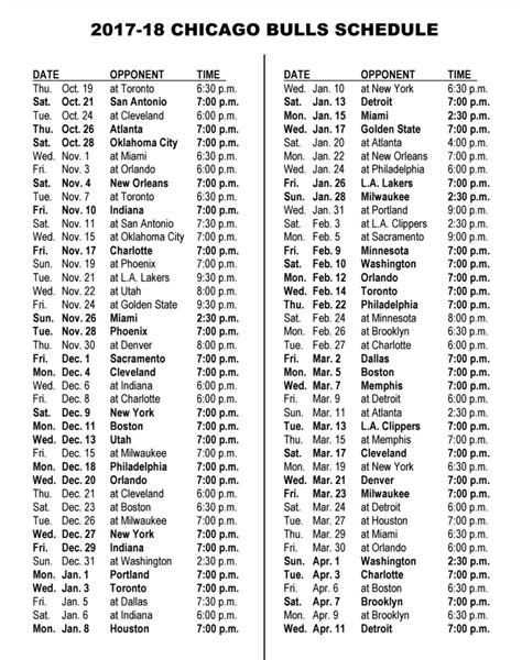 Nba Season Schedule Printable