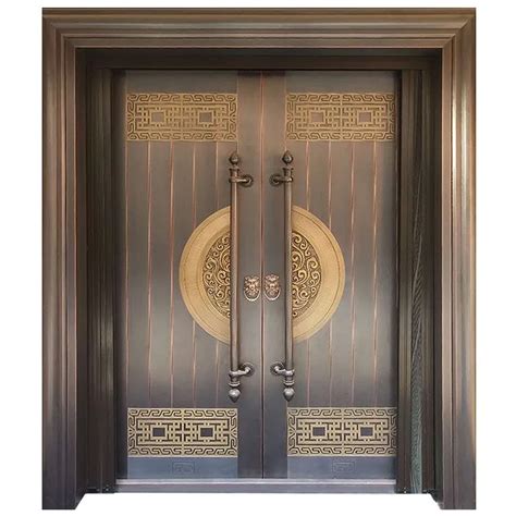 Double Villa Exterior Luxury Main Brass Modern Entrance Copper Door