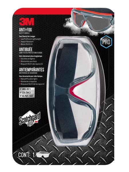 pack n tape 3m™ anti fog goggle with scotchgard™ protector 47212h1 vdc gray red clear lens 5 cs