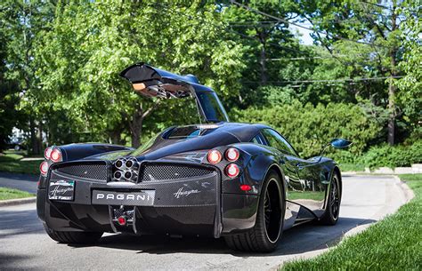 pictures pagani huayra black cars back view