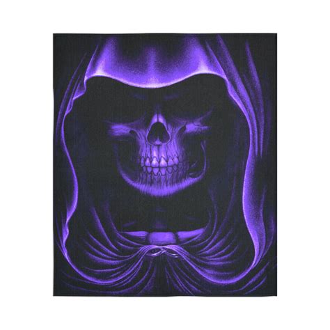 Indigo Grim Reaper Black Light Altar Cloth Cotton Linen Wall Tapestry