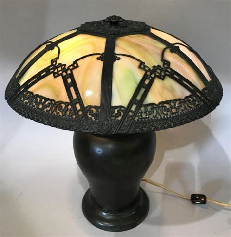 Lot Miller Lamp Co Slag Glass Table Lamp