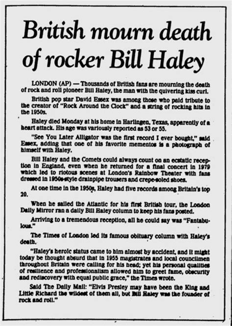 Rock And Roll Newspaper Press History Bill Haley The Eugene Register