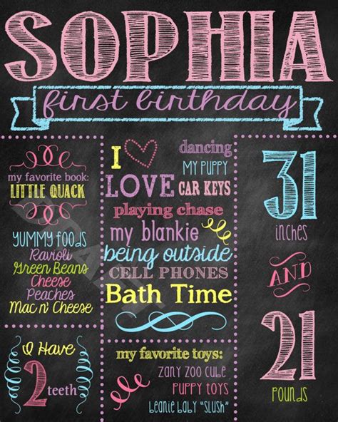 birthday color chalkboard sign personalized printable
