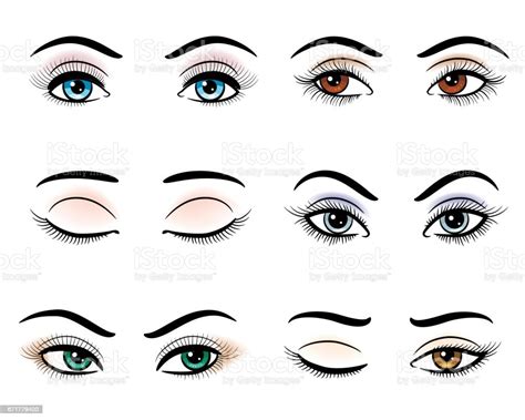 Open And Closed Woman Eyes Stock Illustration Download Image Now Istock