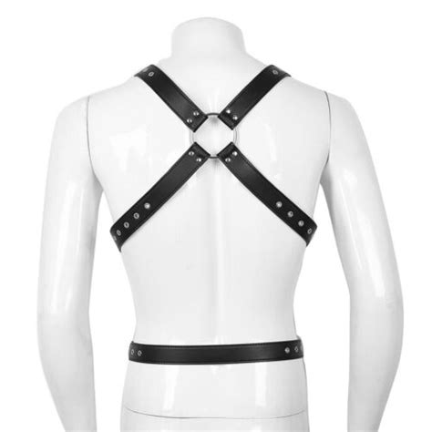 Sexy Herren Kunstleder Full Body Chest Harness Gothic Chastity