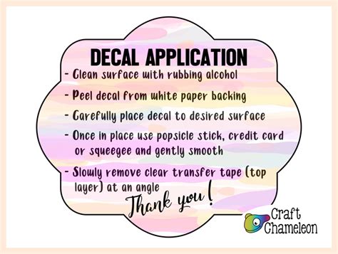 Decal Application Instruction Design Only Cricut Projects Digital