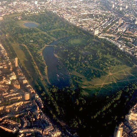 Covering 142 hectares (350 acres) and with over 4,000 trees, a large lake, a meadow and ornamental flower gardens, there's a good chance you'll forget you are right in the centre of london. Hyde Park, London - Wikipedia