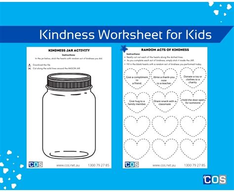 Random Acts Of Kindness Jar Worksheet For Kids